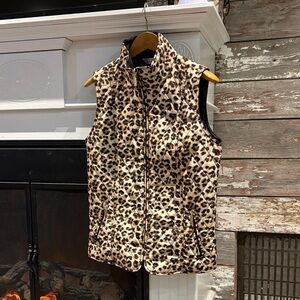 Leopard Print Quilted Puffer Vest